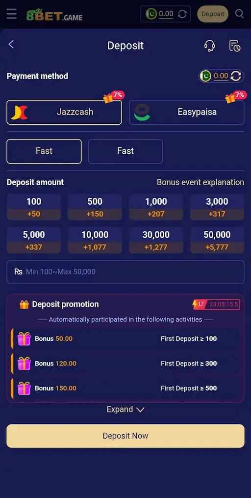 8Bet Game Despoits