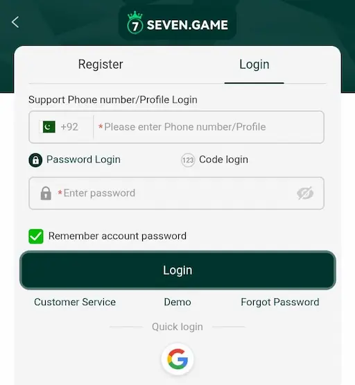 Seven Game Login