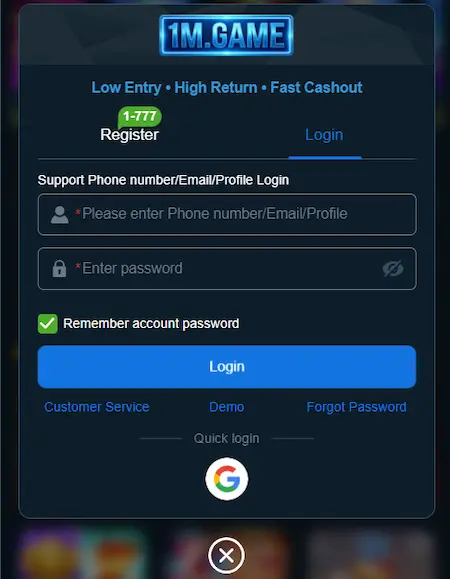 1MGame Login